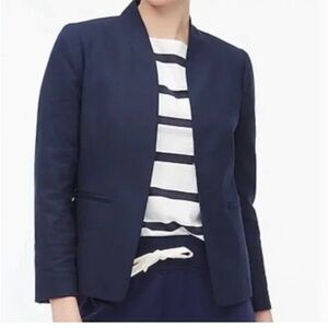 J. Crew Broadway Collarless Blazer Jacket Careerwear Minimalist Navy 2